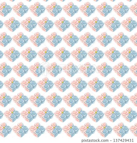 Hydrangea fresh sweets seamless pattern background illustration (pink and blue) Hydrangea fresh sweets seamless pattern background illustration (pink and blue) 137429431