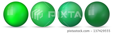 Set with glass colorful balls. Glossy realistic ball, 3D abstract vector illustration highlighted on a white background. Big metal bubble with shadow 137429555
