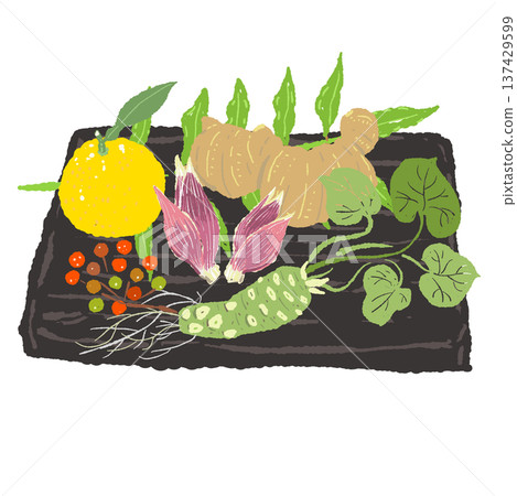 一套日式調味品和一個黑色方盤 一套日式調味品和一個黑色方盤 137429599