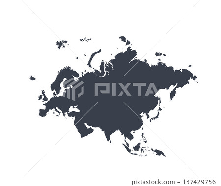Map of Eurasia, sign silhouette. World Map Globe. Vector Illustration isolated on transparent background. Europe and Asia continent 137429756