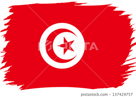 Flag of Tunisia. Tunis Republic national symbol in official colors. Template icon. Abstract vector background 137429757