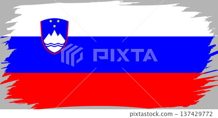 Flag of Slovenia. Slovenian national symbol in official colors. Template icon. Vector background Flag of Slovenia. Slovenian national symbol in official colors. Template icon. Vector background 137429772