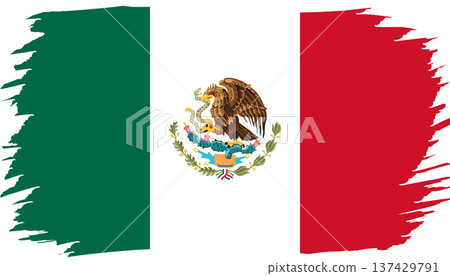 Flag of Mexico. National symbol in official colors. Template icon. Vector background 137429791