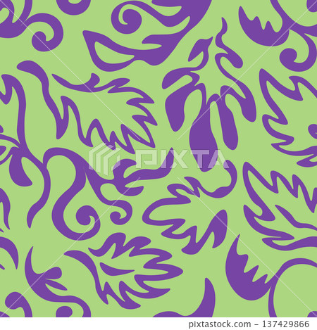 Seamless blooming floral pattern based on hand drawn art ornaments. Colorful flowers on color background. Vector illustration. Simple minimalistic pattern for fabric, textile 137429866