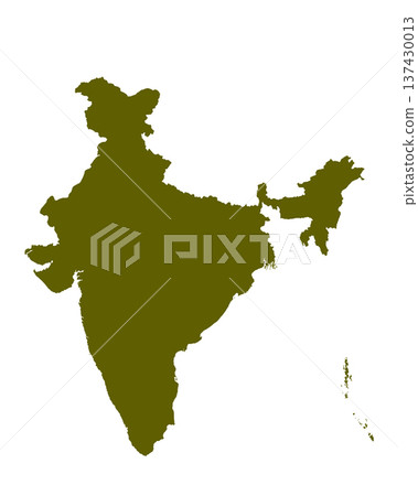 Map of Indiia, sign silhouette. World Map Globe. Vector Illustration isolated on white background. Asian continent Map of Indiia, sign silhouette. World Map Globe. Vector Illustration isolated on white background. Asian continent 137430013
