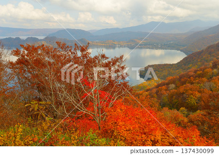 Lake Towada in late autumn as seen from the Hakko Pass Observatory (Towada City, Aomori Prefecture) 137430099