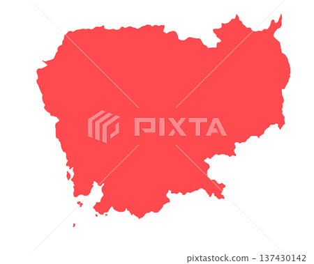 Map of Cambodia, sign silhouette. World Map Globe. Vector Illustration isolated on white background. Asian continent 137430142