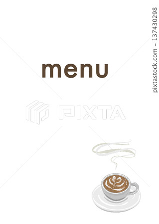 Vertical cafe menu template with latte art 137430298