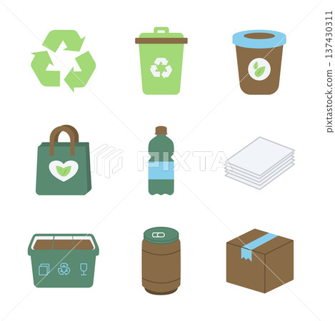 Recycling and Waste Sorting Icon Set 137430311