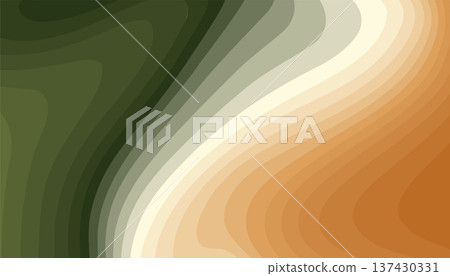 Professional background with fluid contour waves in olive green, tan, and orange earth tones 137430331