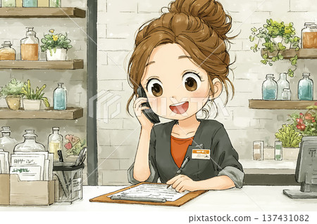 美優系列：接聽電話預約的女美髮師 | 沙龍前台工作人員 137431082