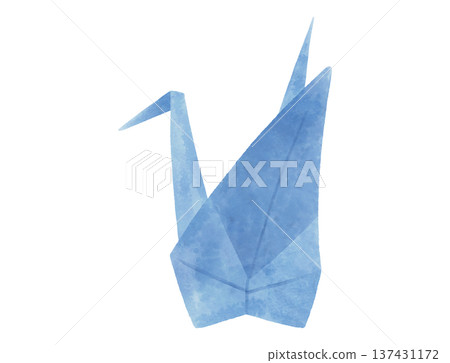 藍色仙鶴摺紙水彩風格 137431172