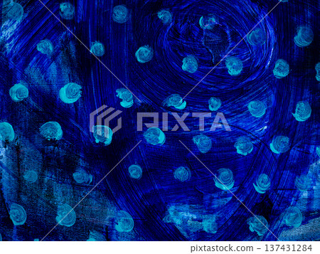Abstract Blue Paint with Turquoise Dots Resembling Starry Night Pattern 137431284