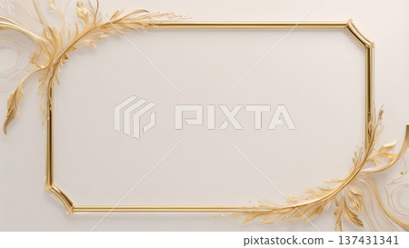 優雅的金屬金色易於使用的抽象線條畫框 137431341
