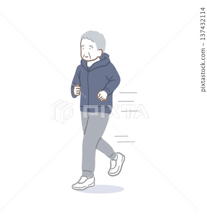 一位老人奔跑的插畫素材 一位老人奔跑的插畫素材 137432114
