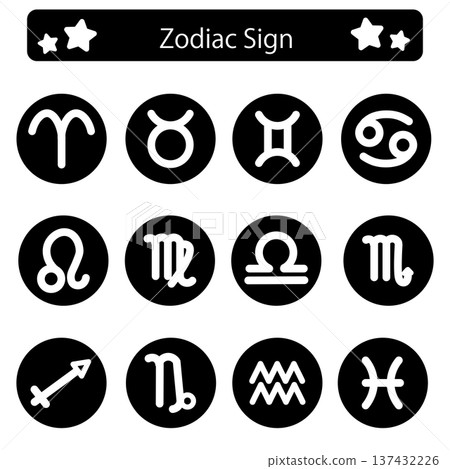 12 constellations simple icon set 12 constellations simple icon set 137432226