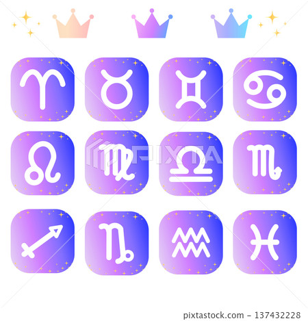 12 constellations simple icon set 137432228