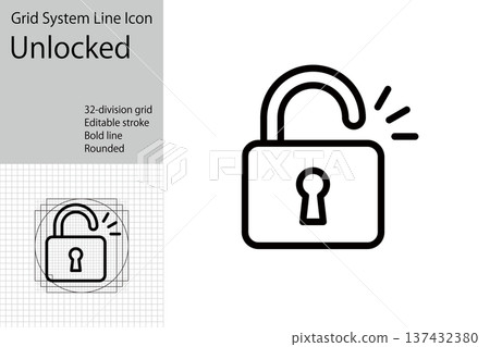 Padlock unlock icon, security system, encryption, network security related icon 137432380