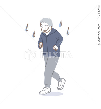 插畫素材:一個男人面露痛苦表情地奔跑 插畫素材:一個男人面露痛苦表情地奔跑 137432400