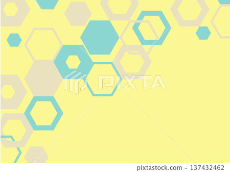 黃色背景,散佈著六角形 黃色背景,散佈著六角形 137432462