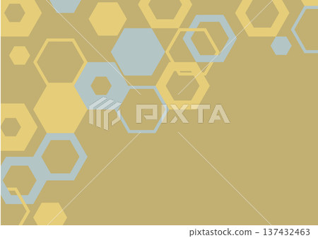 棕色背景材料上散佈著六邊形 棕色背景材料上散佈著六邊形 137432463