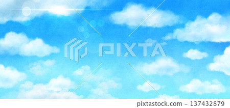 A refreshing watercolor illustration of a beautiful clear blue sky, clouds, and sunlight. A refreshing watercolor illustration of a beautiful clear blue sky, clouds, and sunlight. 137432879