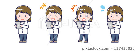 一位女性「藥劑師」正在使用藥片 137433023