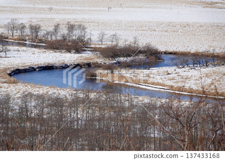 冬季,一條碧藍的河流蜿蜒流經釧路志津原國立公園,遠方是白雪皚皚的田野。 2026年1月30日,日本釧路市 冬季,一條碧藍的河流蜿蜒流經釧路志津原國立公園,遠方是白雪皚皚的田野。 2026年1月30日,日本釧路市 137433168