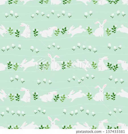 Cute rabbits animals on springtime seamless pattern for decorative,kid product,fashion,fabric,textile,wallpaper and all print Cute rabbits animals on springtime seamless pattern for decorative,kid product,fashion,fabric,textile,wallpaper and all print 137433381