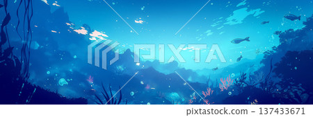 水下場景，小魚遊動，動漫風格 137433671