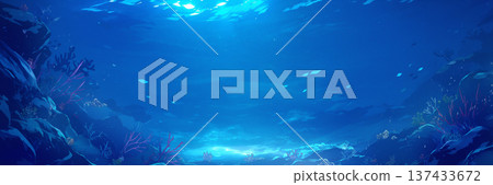 鬱鬱蔥蔥的水下景色，動漫風格 137433672
