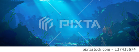 光線照亮的深海場景，動漫風格 137433674