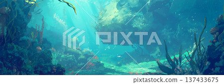 寧靜的水下景色，動漫風格 137433675