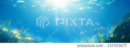 陽光與水下景色，動漫風格 137433677