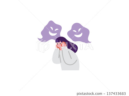 Illustration of a mentally ill woman 137433683