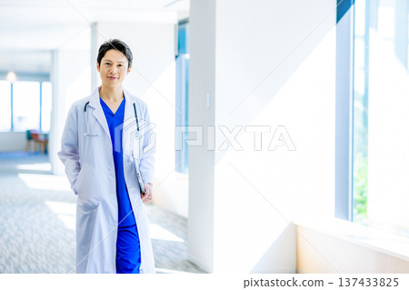 Young doctor working in a hospital 137433825