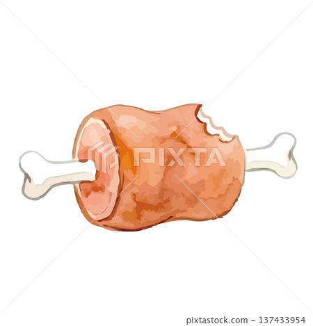 Watercolor style illustration of bone-in meat 137433954