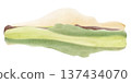 Watercolor steppe landscape with rolling hills and grassy plains 137434070