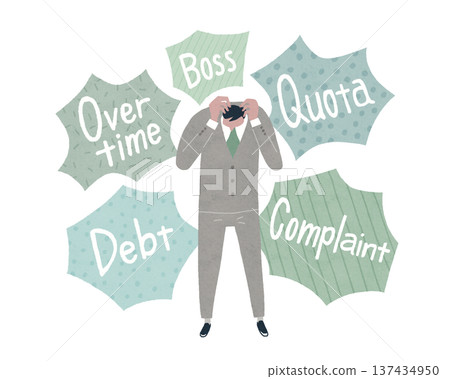 A businessman who is overwhelmed by his weaknesses A businessman who is overwhelmed by his weaknesses 137434950