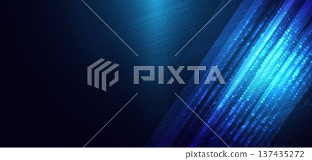 Blue digital light streaks with abstract geometric technology background. Blue digital light streaks with abstract geometric technology background. 137435272