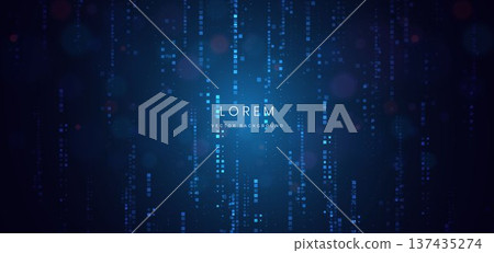 Digital technology background with blue lines lighting effect on dark background. 137435274