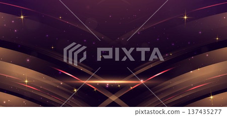 Luxury purple and gold abstract wave background with sparkling stars. 137435277