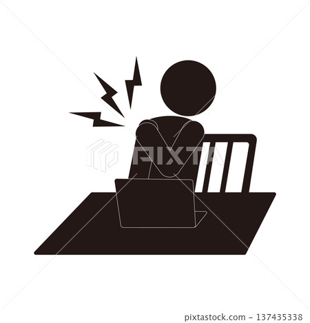 Icon of a person with stiff shoulders due to desk work Icon of a person with stiff shoulders due to desk work 137435338
