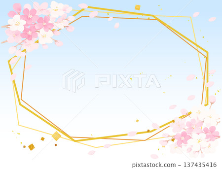 背景插圖:櫻花花瓣在藍天中翩翩起舞 背景插圖:櫻花花瓣在藍天中翩翩起舞 137435416