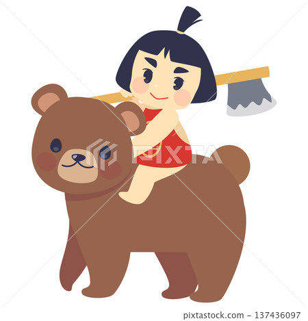Children's Day illustration_Kintaro riding a bear Children's Day illustration_Kintaro riding a bear 137436097