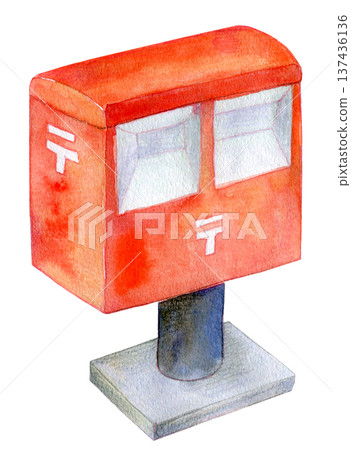 水彩插畫，手繪，郵件，郵筒圖像 137436136