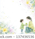 Illustration of a parent and child giving a gift on Mother's Day 137436536