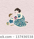 Illustration of a parent and child giving a gift on Mother's Day 137436538