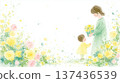 Illustration of a parent and child giving a gift on Mother's Day 137436539