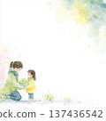 Illustration of a parent and child giving a gift on Mother's Day 137436542